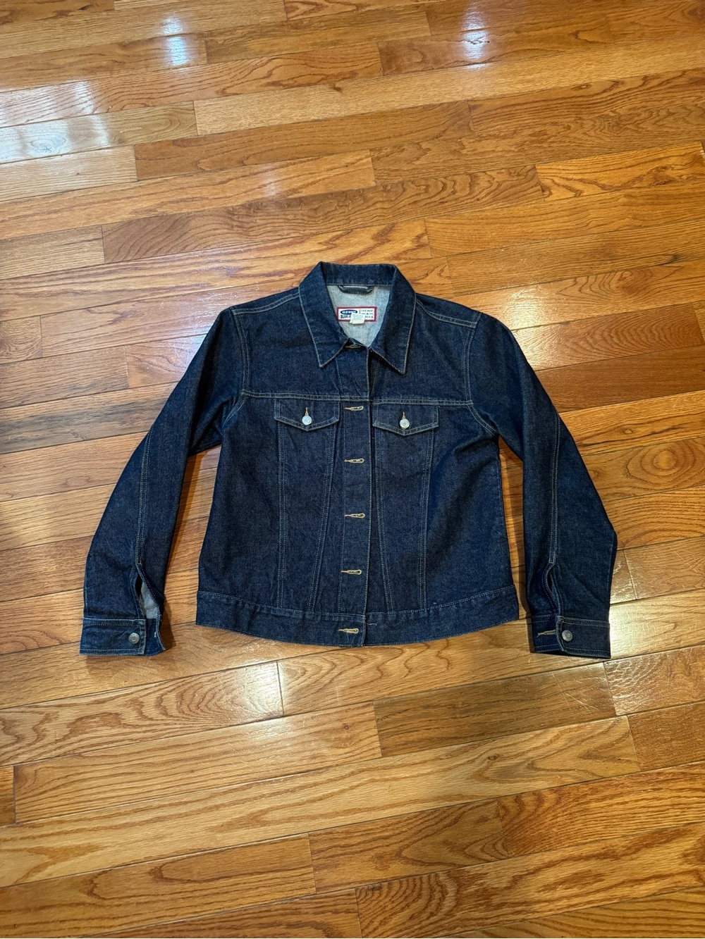 Vintage Y2K Old Navy Blue Jeans Dark Wash Denim Trucker Jacket Large